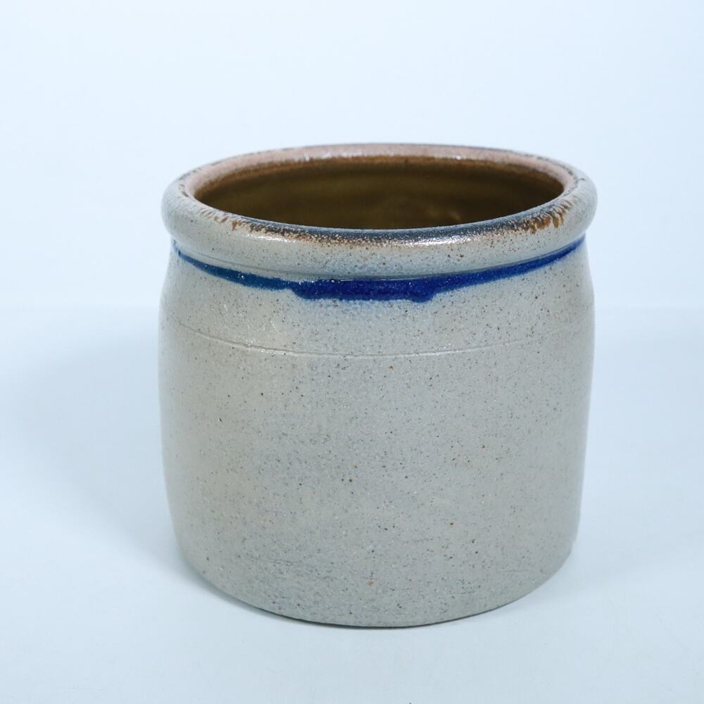 VTG Rowe Pottery Works 1985 Cobalt Heart Crock Salt Glaze Stoneware 5 1/2 - Picture 4 of 9